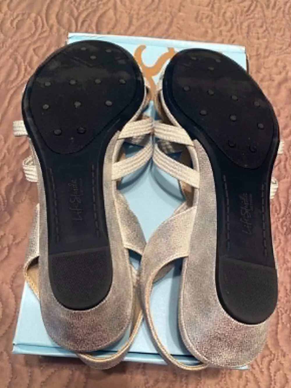 LIFE STRIDE SILVER STRAP CRISSCROSS SLINGBACK SANDALS